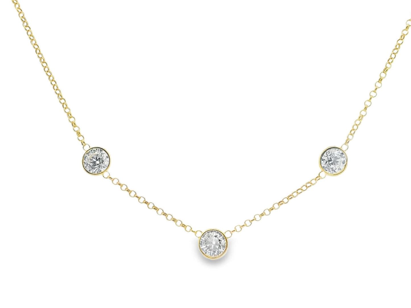 14K Yellow Gold Necklace with 3.00 Carat Diamonds (Lab Grown Diamonds)