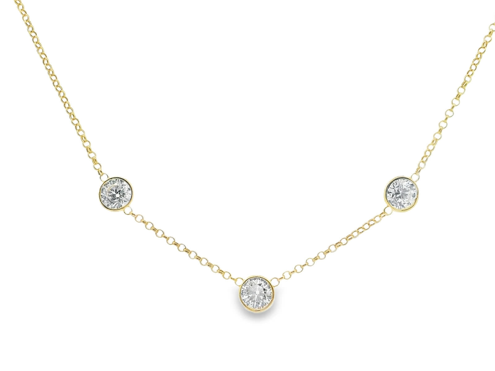 14K Yellow Gold Necklace with 3.00 Carat Diamonds (Lab Grown Diamonds)