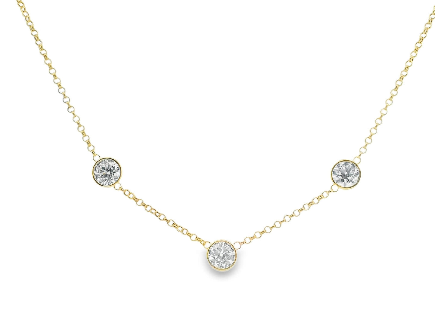 14K Yellow Gold Necklace with 3.00 Carat Diamonds (Lab Grown Diamonds)
