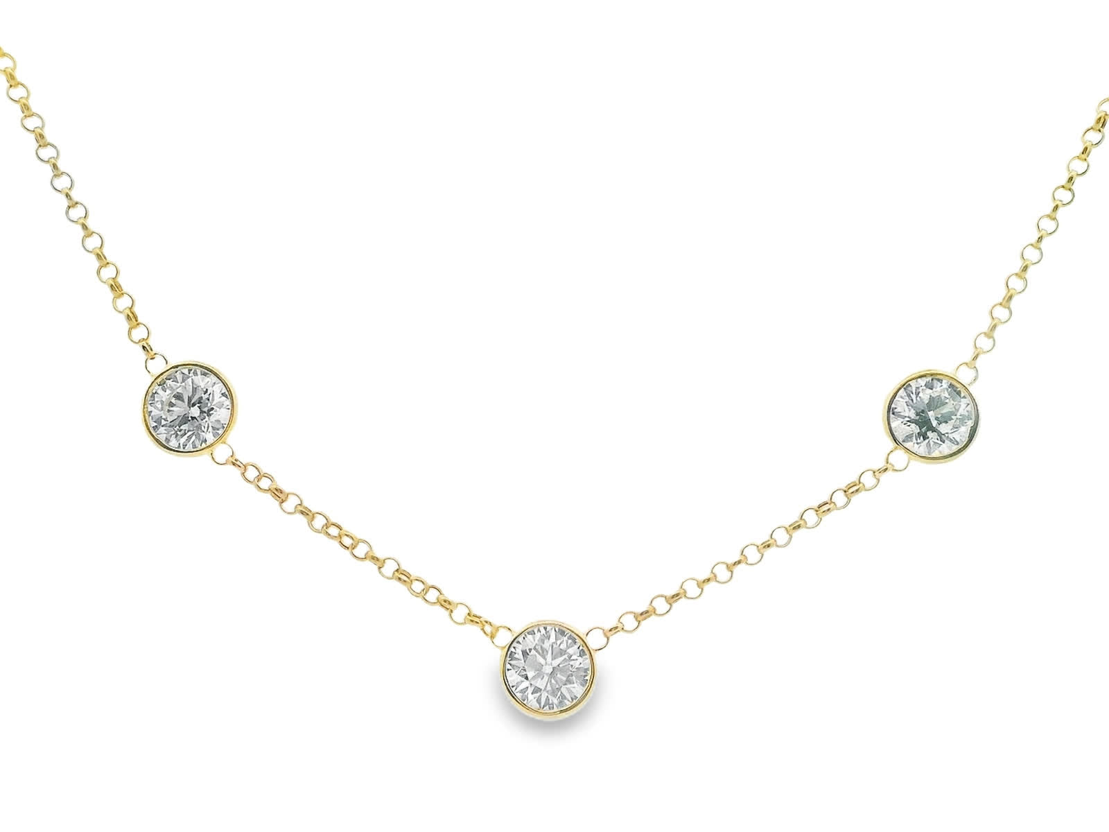 14K Yellow Gold Necklace with 3.00 Carat Diamonds (Lab Grown Diamonds)