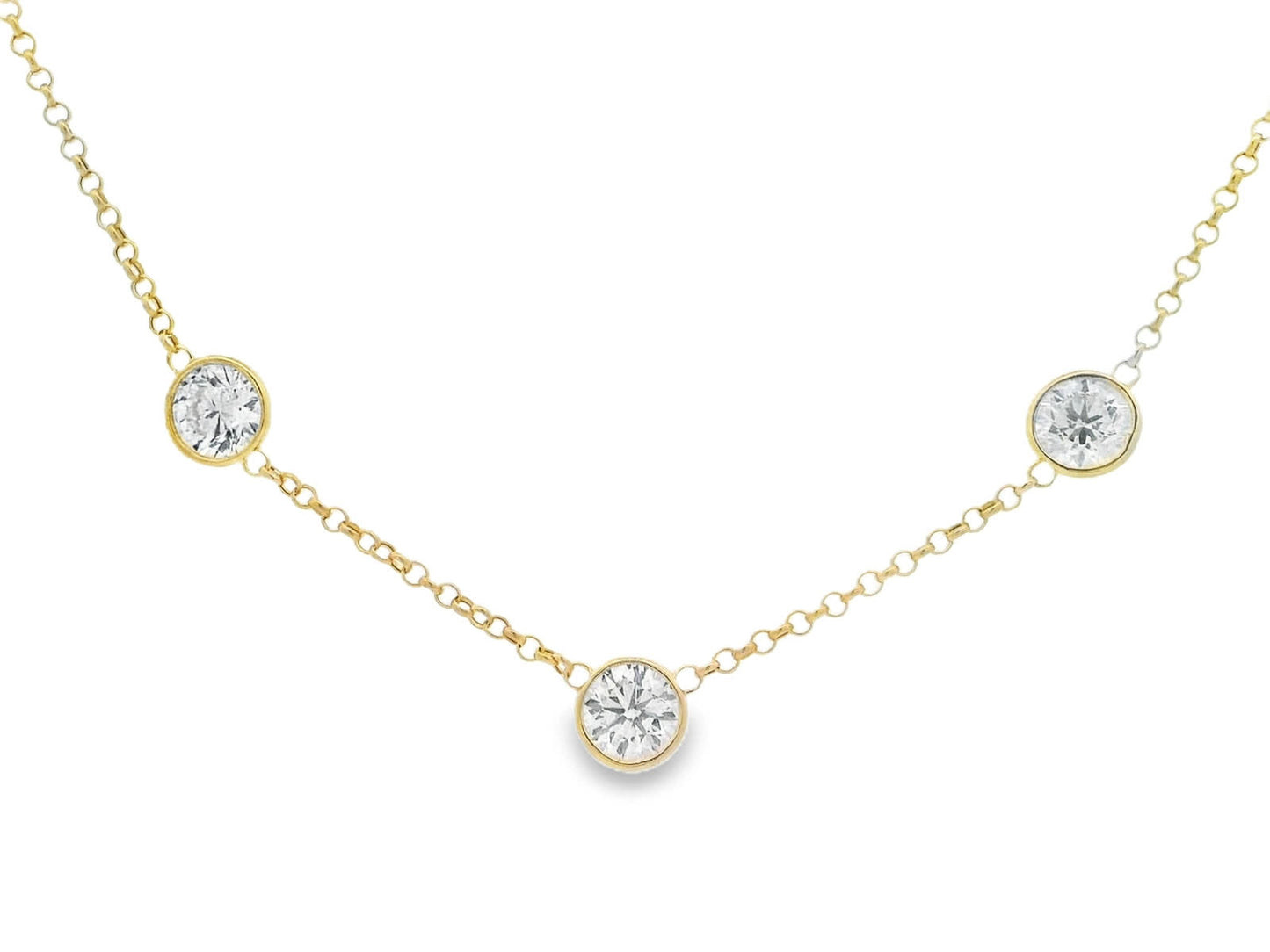 14K Yellow Gold Necklace with 3.00 Carat Diamonds (Lab Grown Diamonds)