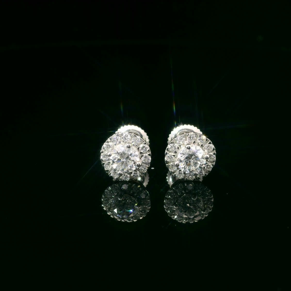 Round Shape Diamond Earrings 14K Gold 1.00 Carat