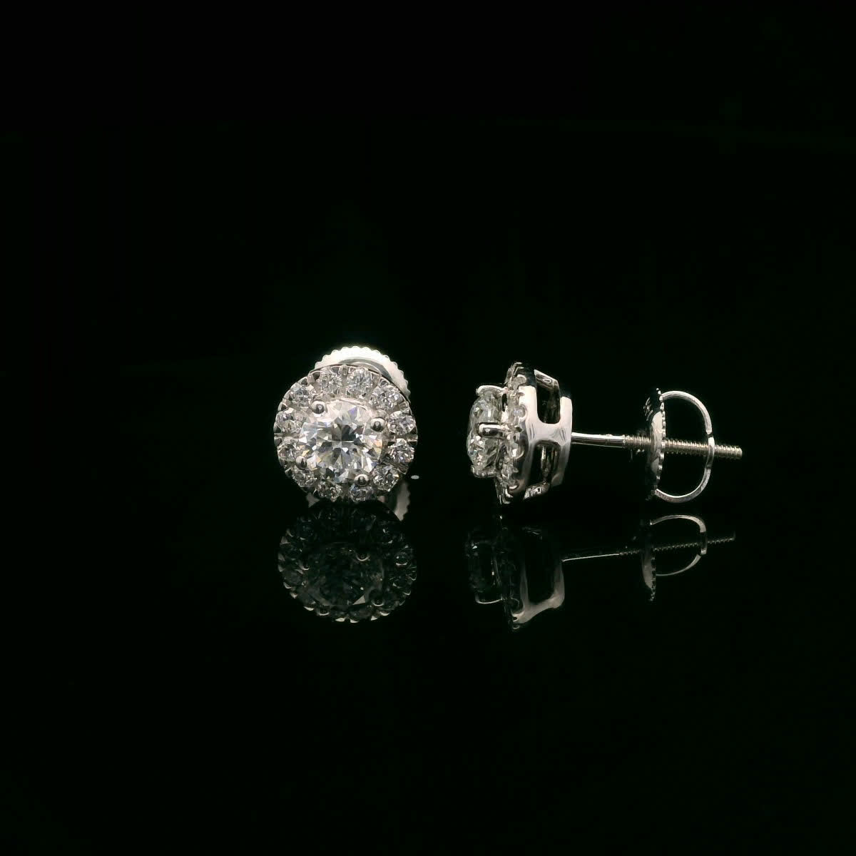 Round Shape Diamond Earrings 14K Gold 1.00 Carat