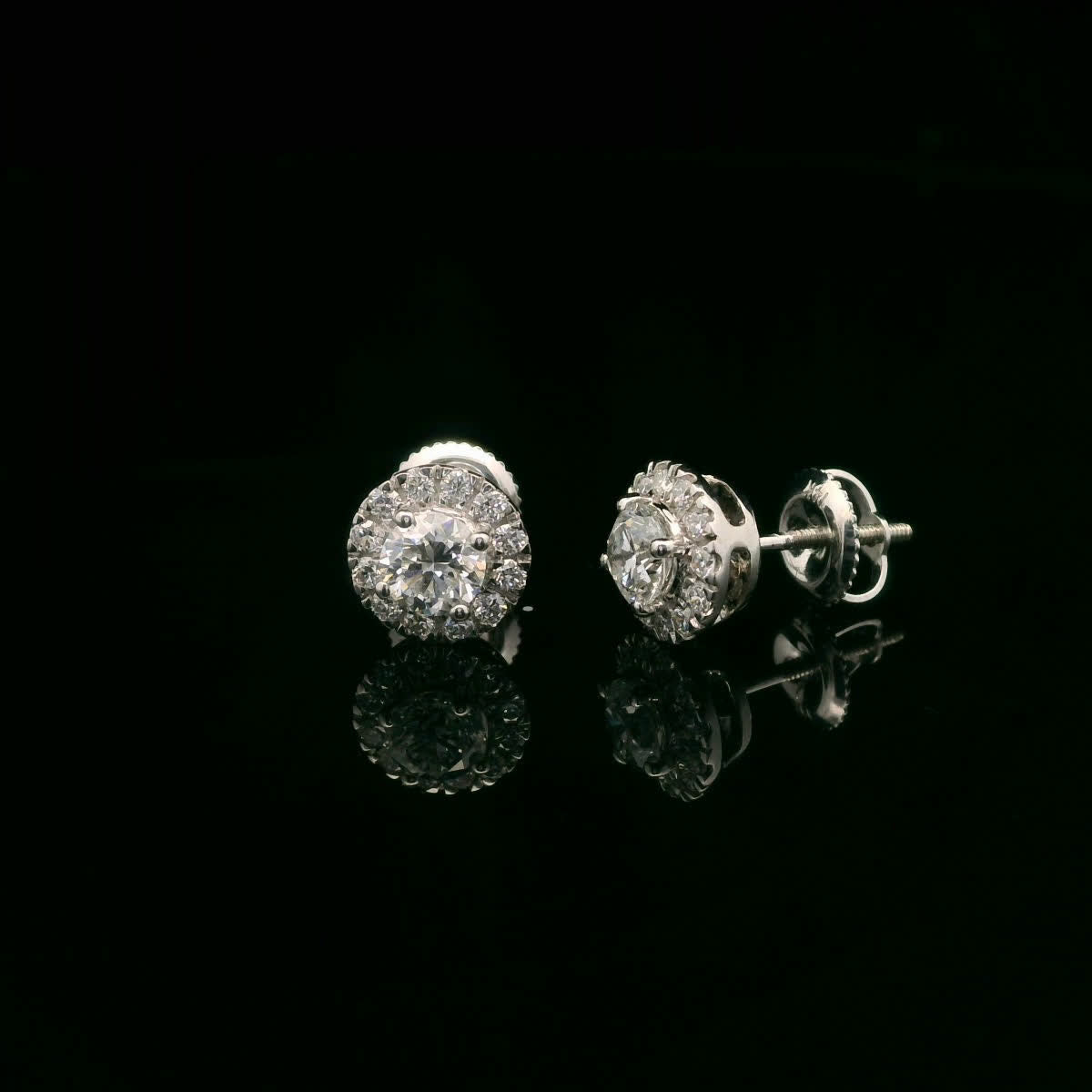 Round Shape Diamond Earrings 14K Gold 1.00 Carat