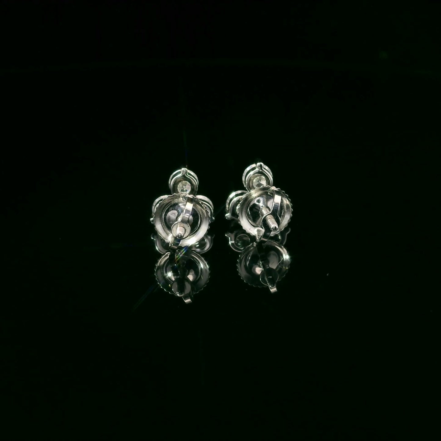 Three Diamonds Triangle Shape Earrings 14K White Gold (1.00 Carat)