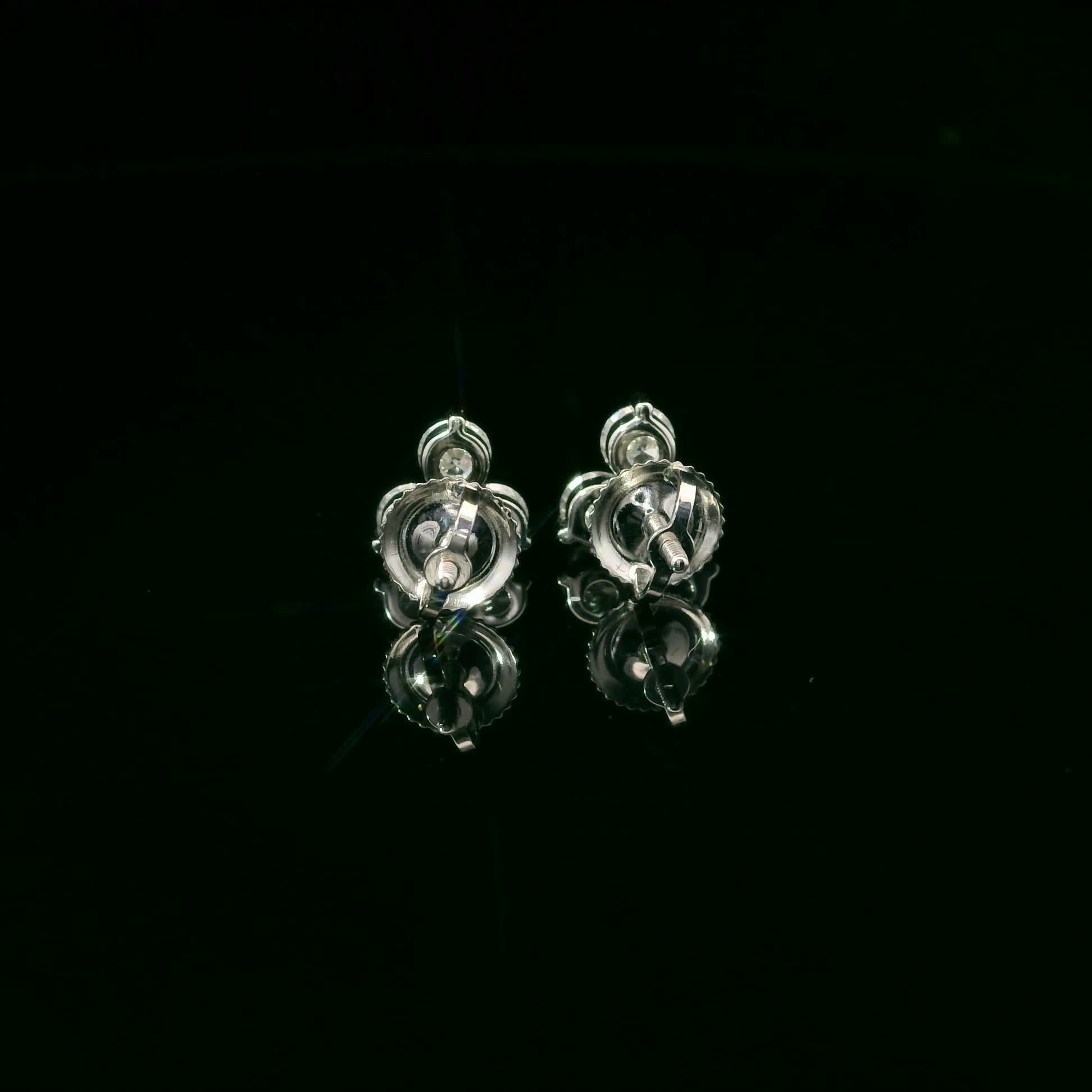 Three Diamonds Triangle Shape Earrings 14K White Gold (1.00 Carat)