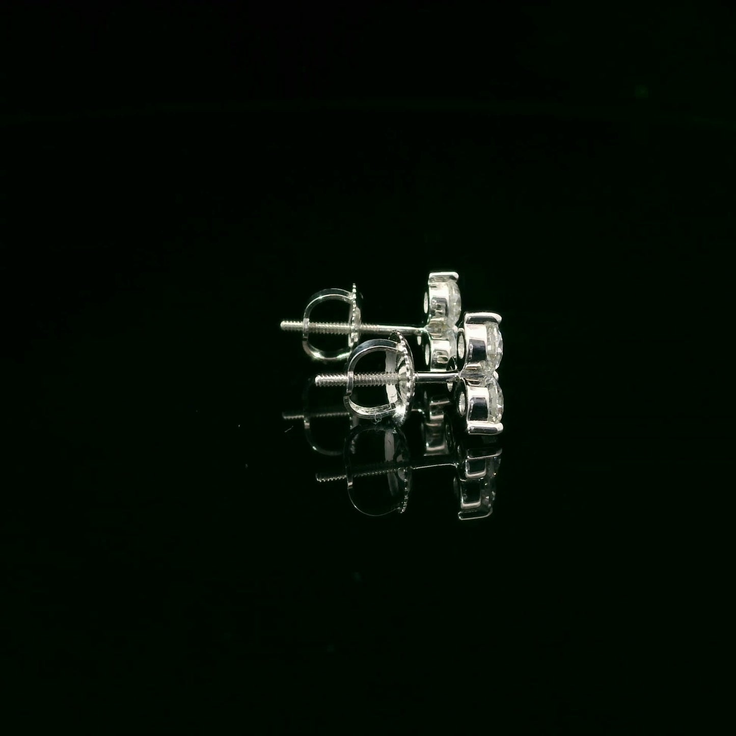 Three Diamonds Triangle Shape Earrings 14K White Gold (1.00 Carat)
