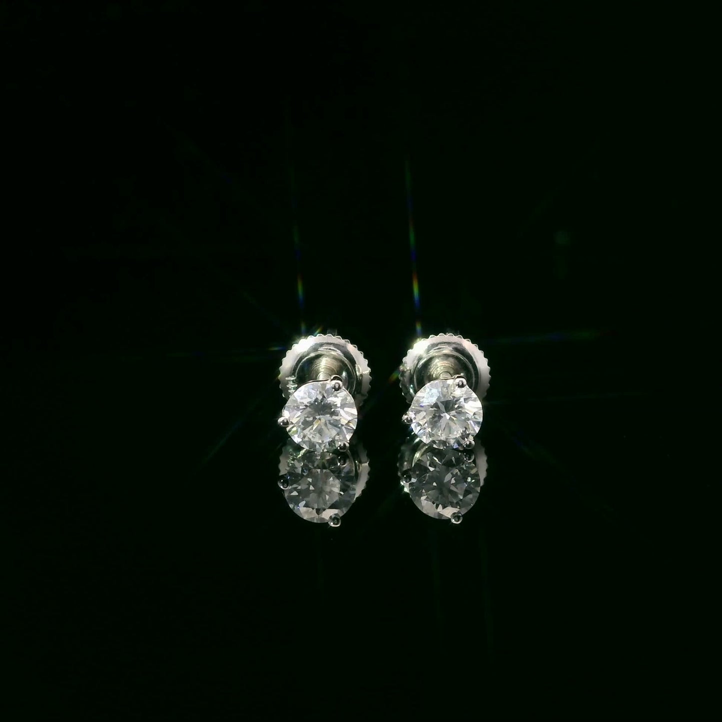 0.75 Carat 14K Gold Round Brilliant Lab Diamond Studs Earrings