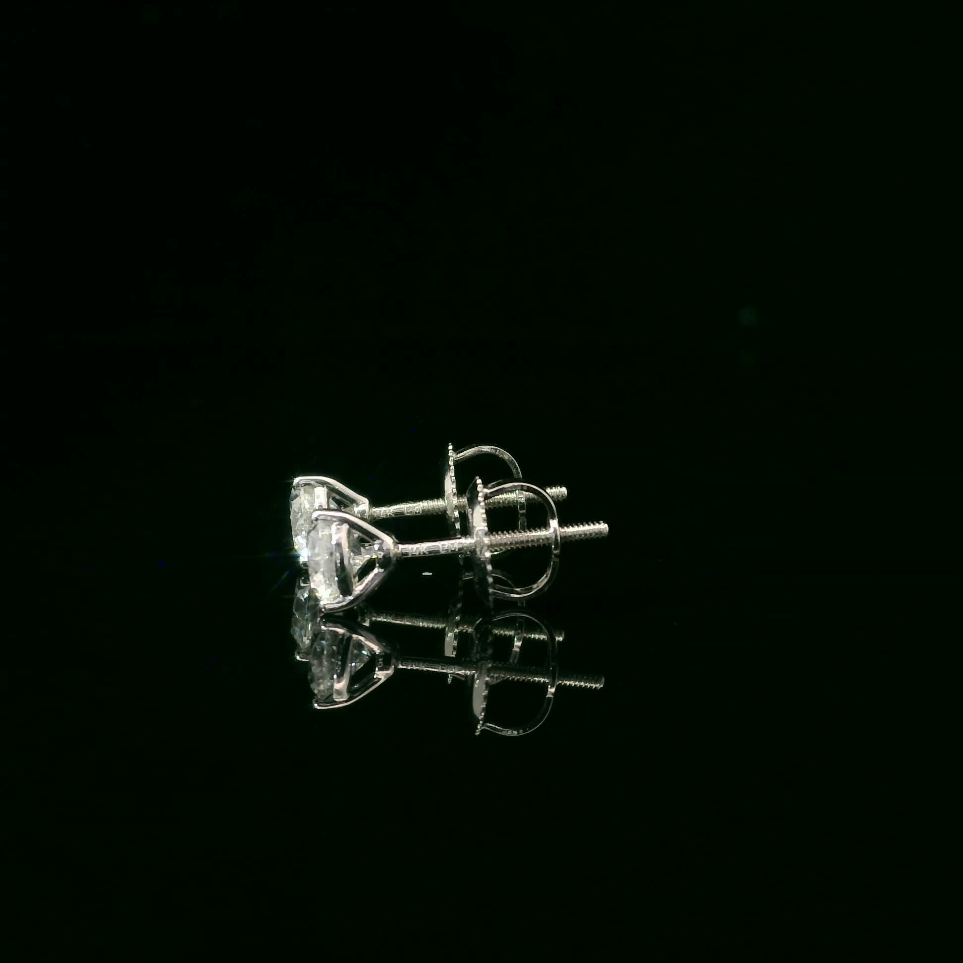 0.75 Carat 14K Gold Round Brilliant Lab Diamond Studs Earrings