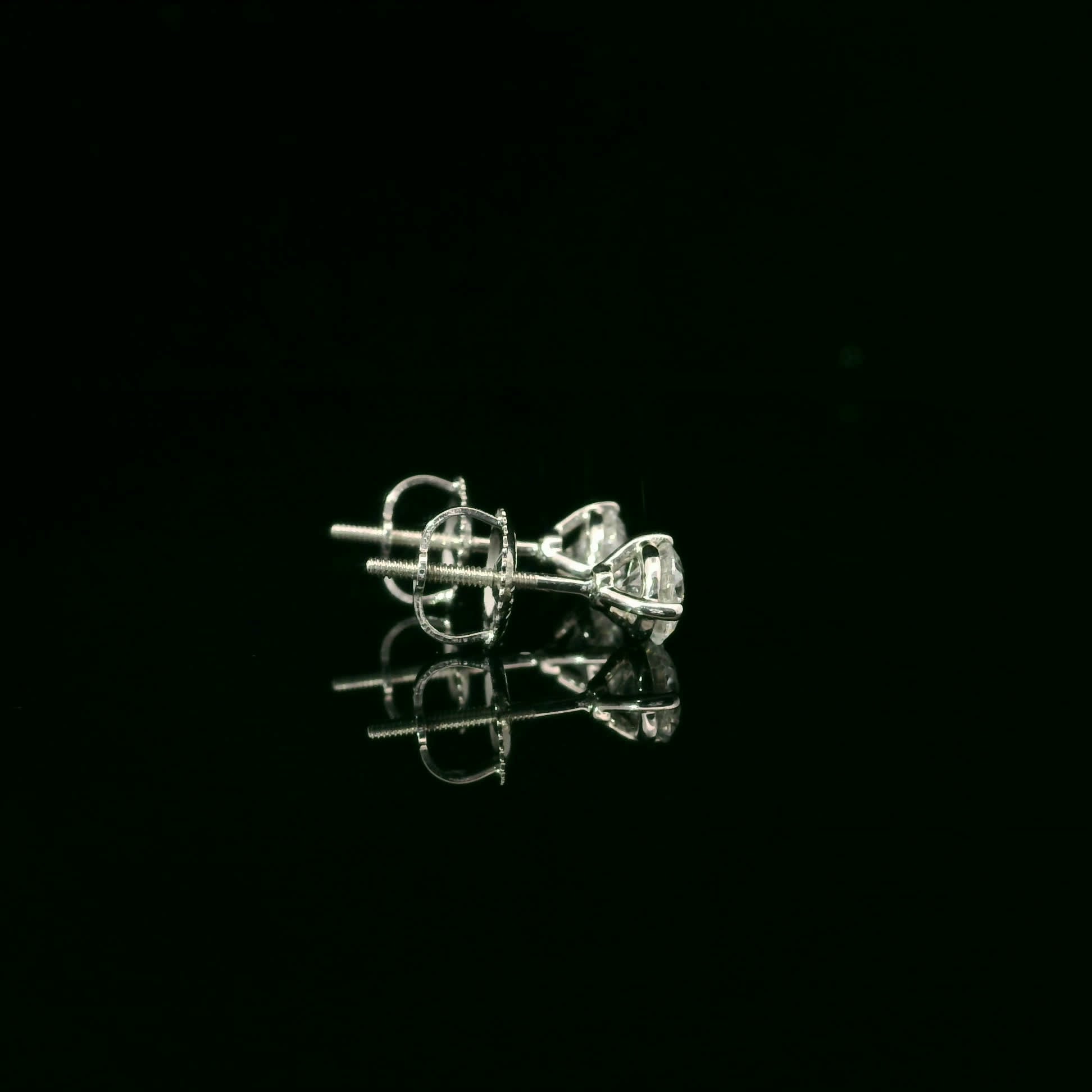 0.75 Carat 14K Gold Round Brilliant Lab Diamond Studs Earrings
