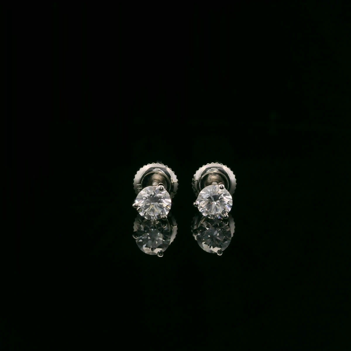 0.75 Carat 14K Gold Round Brilliant Lab Diamond Studs Earrings