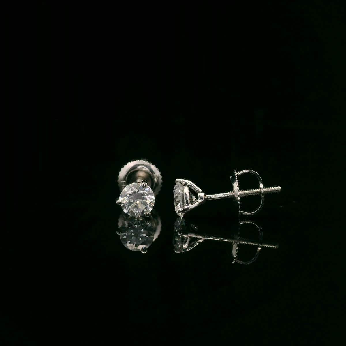 0.75 Carat 14K Gold Round Brilliant Lab Diamond Studs Earrings