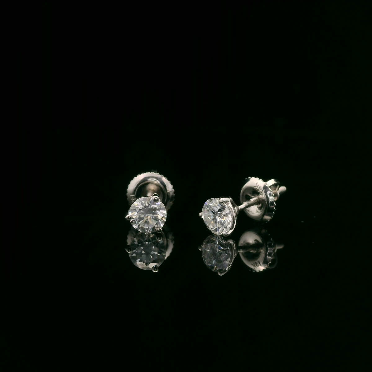 0.75 Carat 14K Gold Round Brilliant Lab Diamond Studs Earrings