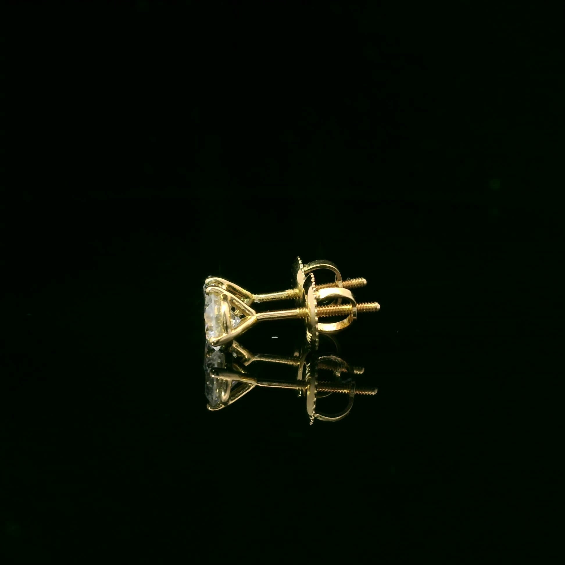 0.75 Carat 14K Gold Round Brilliant Lab Diamond Studs Earrings