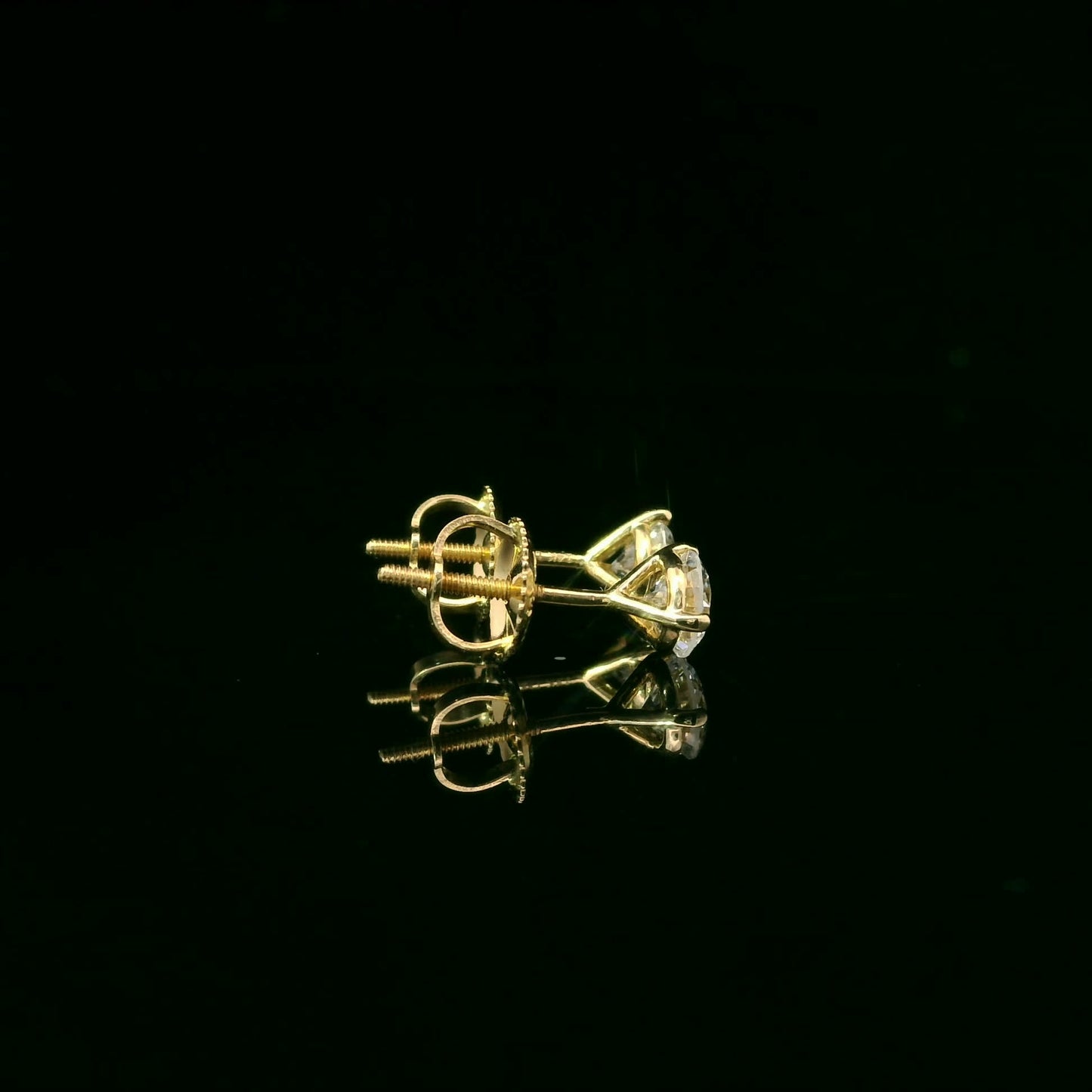 0.75 Carat 14K Gold Round Brilliant Lab Diamond Studs Earrings