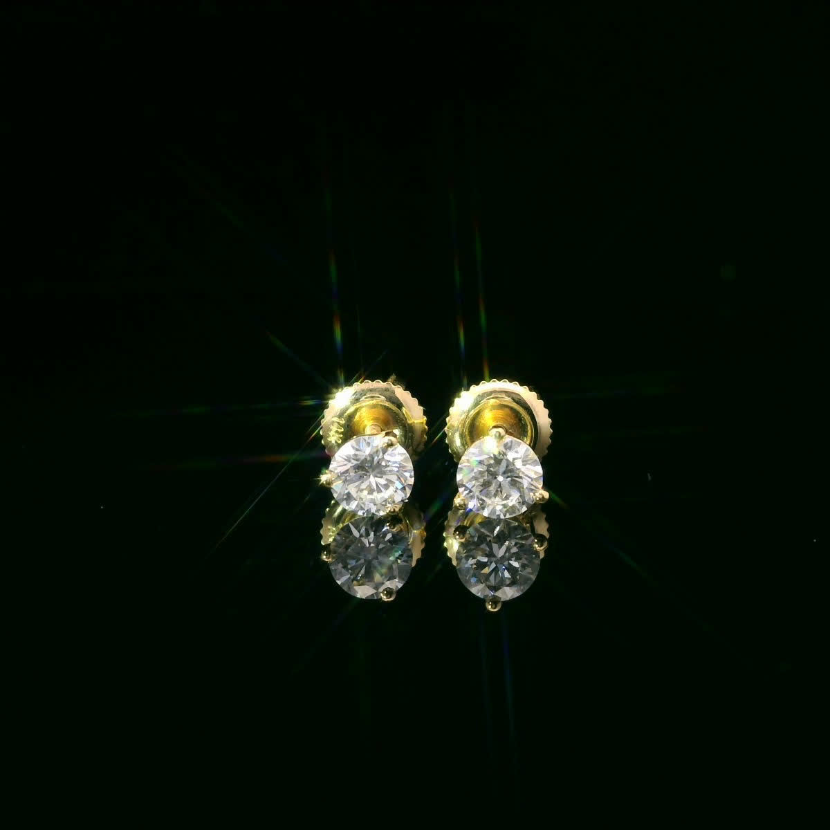 0.75 Carat 14K Gold Round Brilliant Lab Diamond Studs Earrings