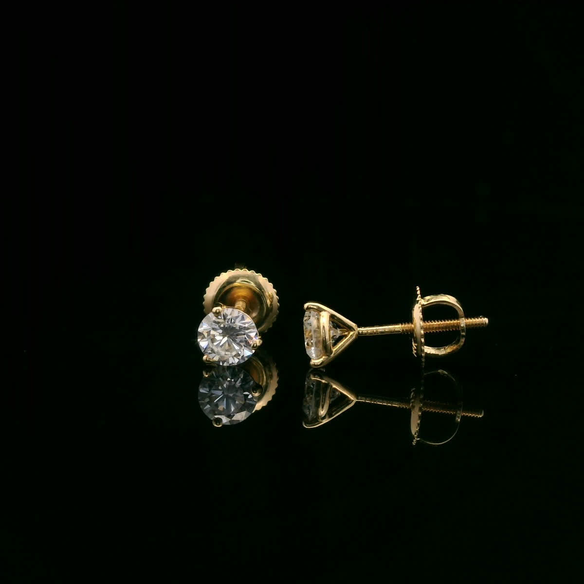 0.75 Carat 14K Gold Round Brilliant Lab Diamond Studs Earrings