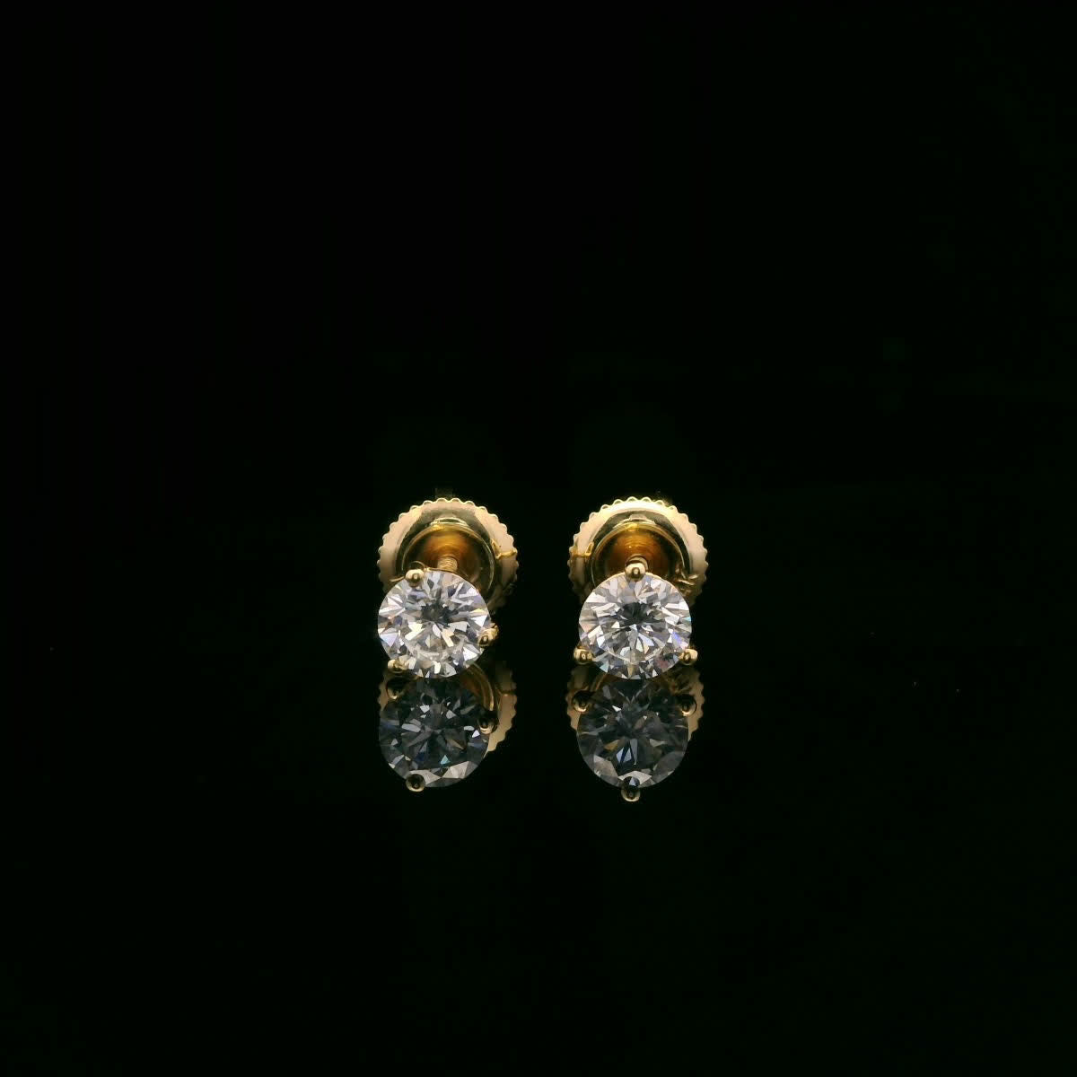 0.75 Carat 14K Gold Round Brilliant Lab Diamond Studs Earrings