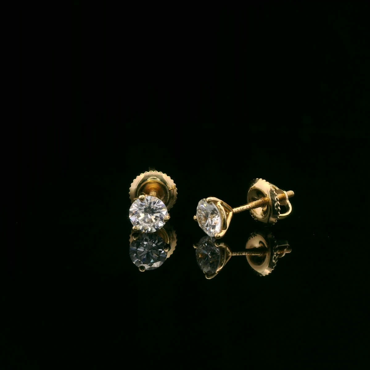 0.75 Carat 14K Gold Round Brilliant Lab Diamond Studs Earrings