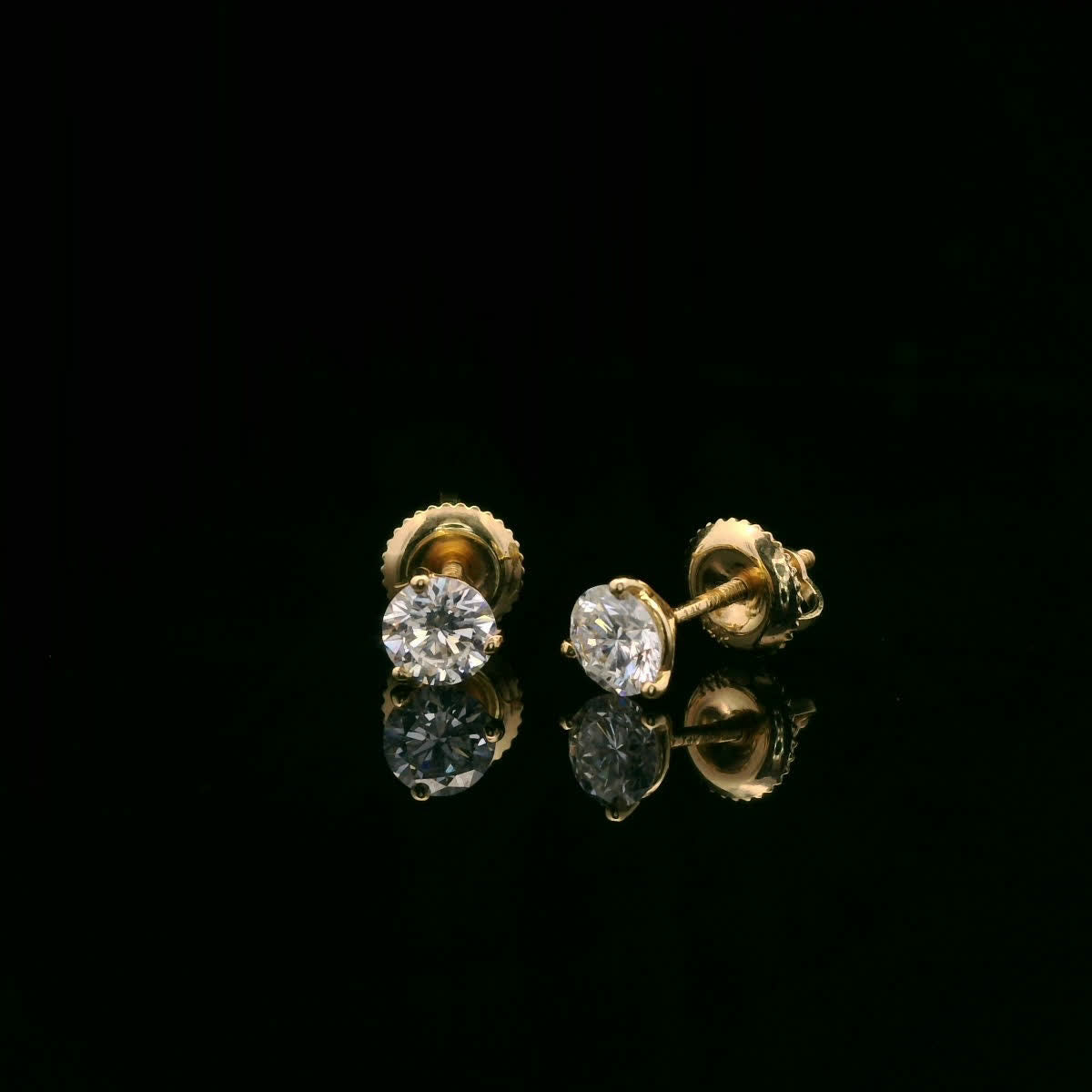 0.75 Carat 14K Gold Round Brilliant Lab Diamond Studs Earrings