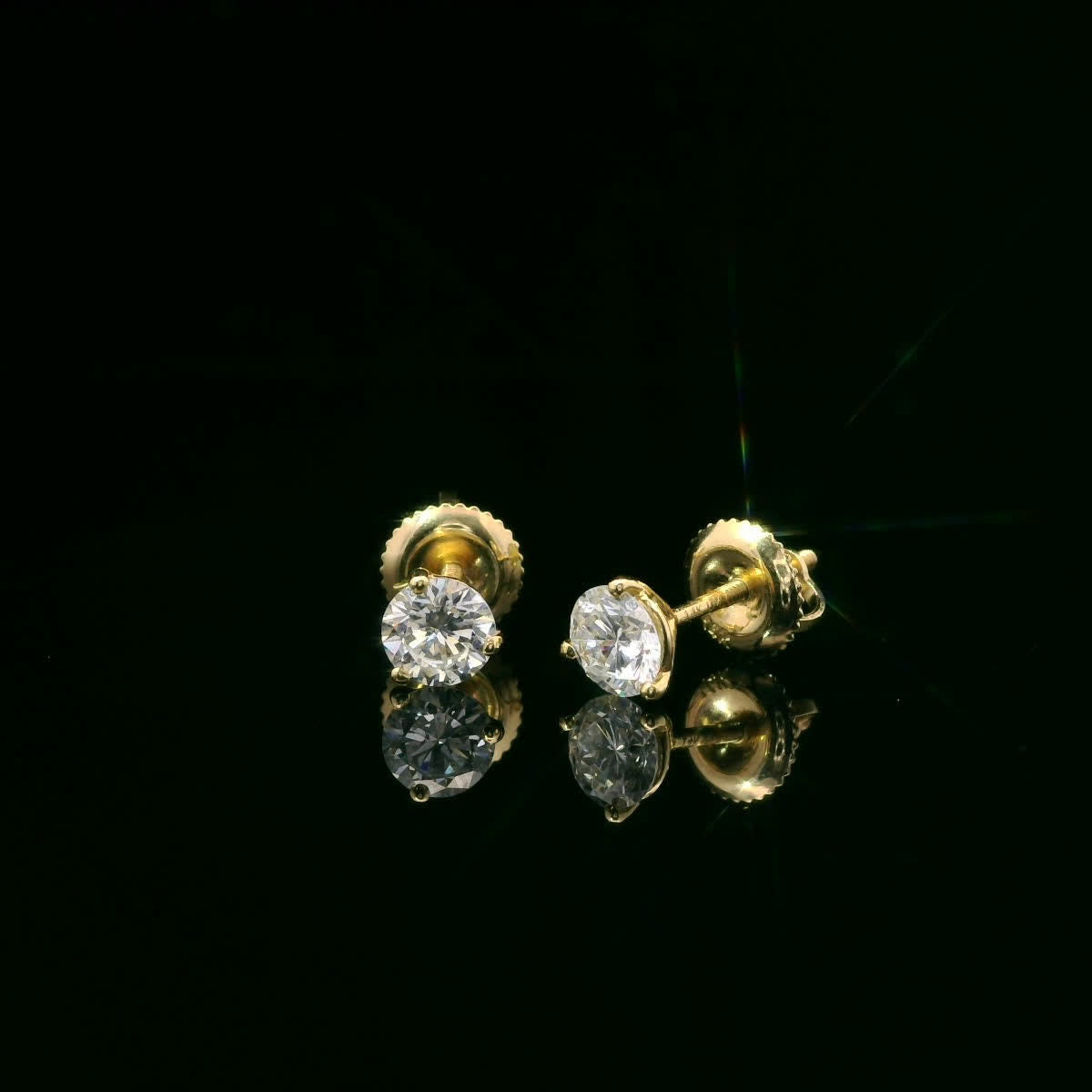 0.75 Carat 14K Gold Round Brilliant Lab Diamond Studs Earrings