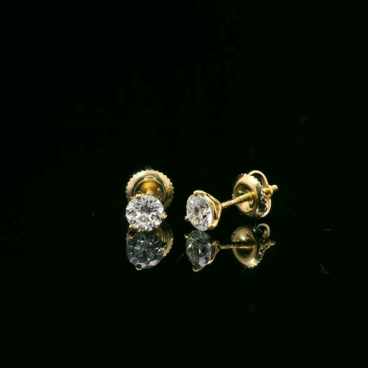 0.75 Carat 14K Gold Round Brilliant Lab Diamond Studs Earrings