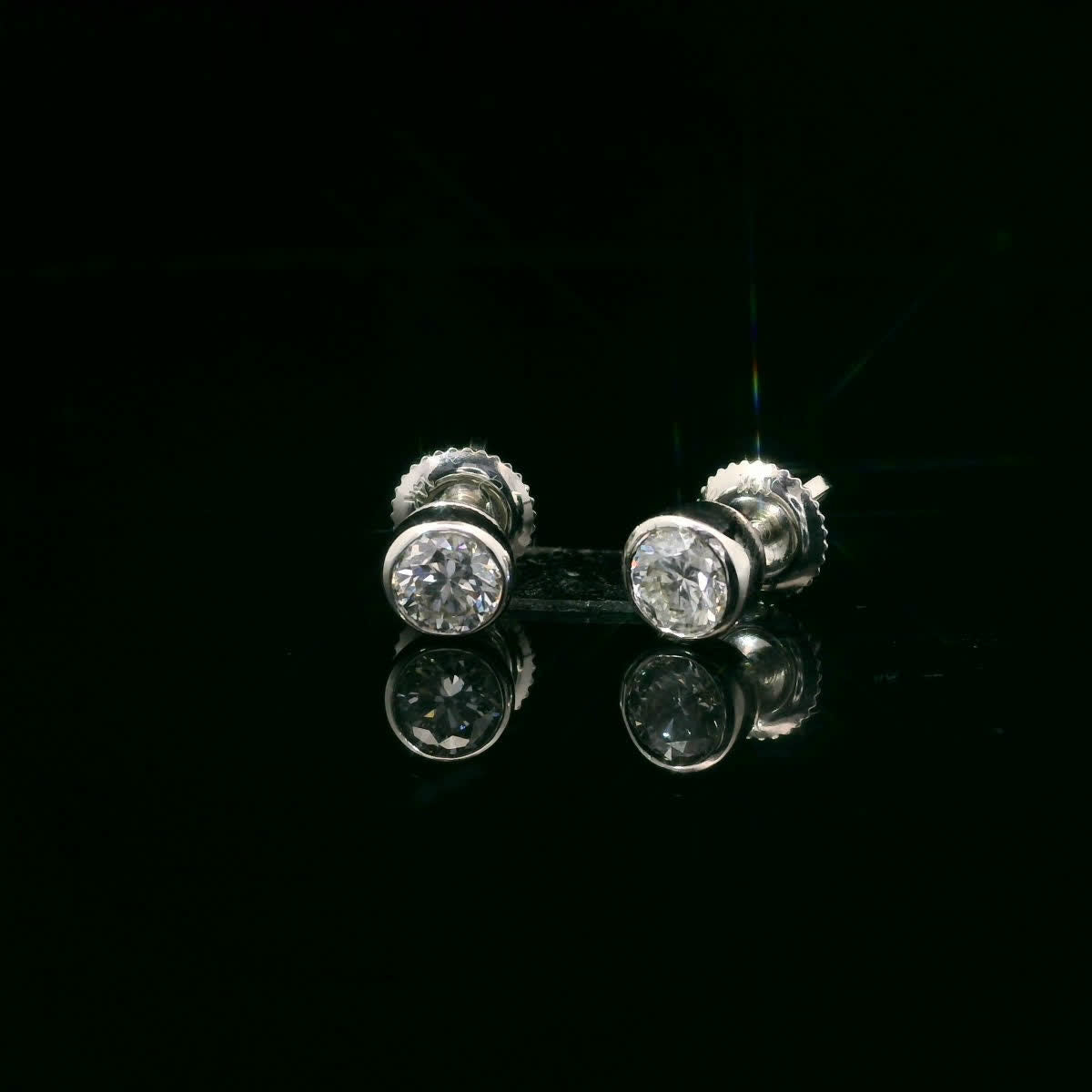 Round Cut Stud Diamond Earrings 14K Gold 0.75 Carat