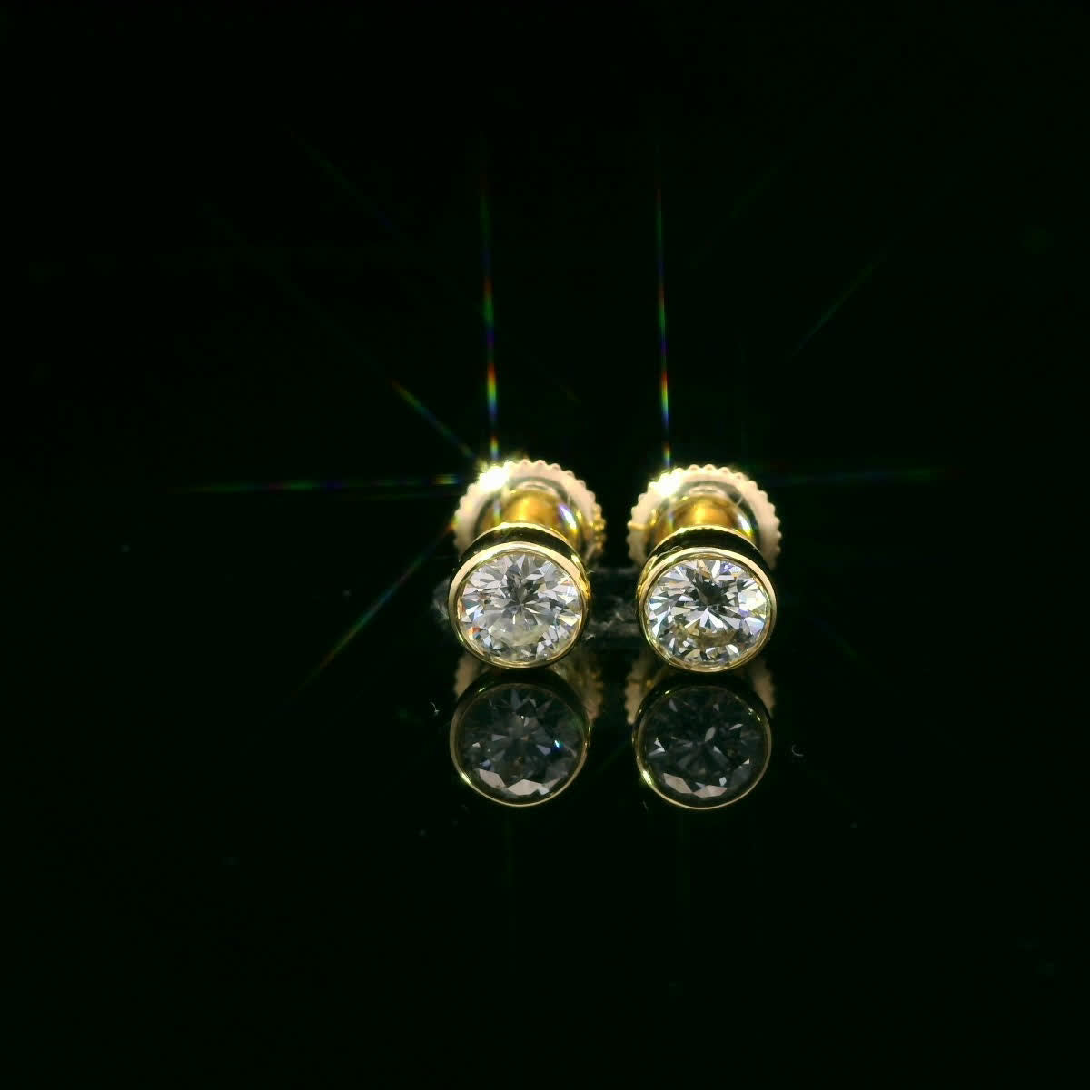 Round Cut Stud Diamond Earrings 14K Gold 0.75 Carat