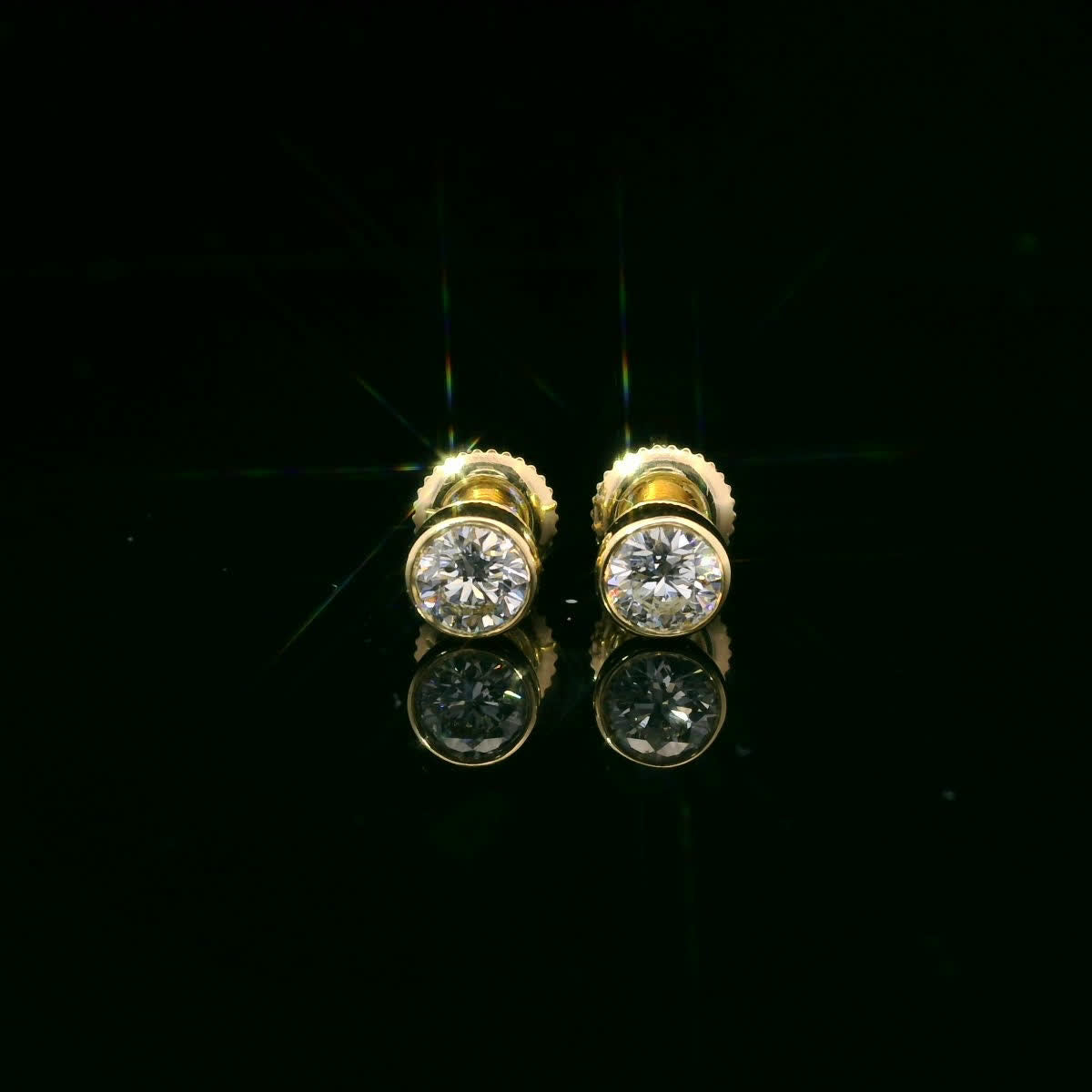 Round Cut Stud Diamond Earrings 14K Gold 0.75 Carat