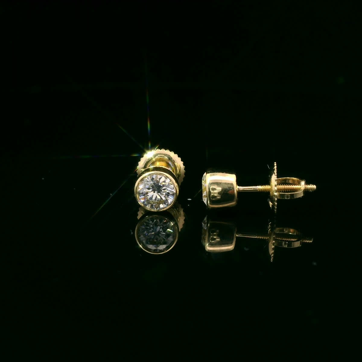 Round Cut Stud Diamond Earrings 14K Gold 0.75 Carat