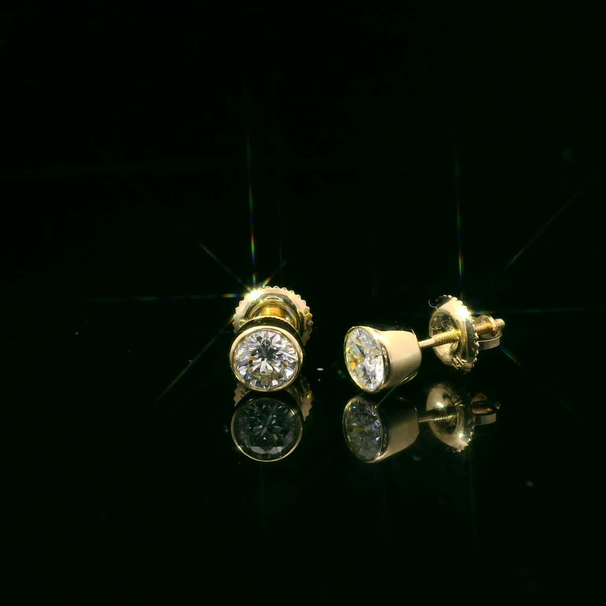 Round Cut Stud Diamond Earrings 14K Gold 0.75 Carat