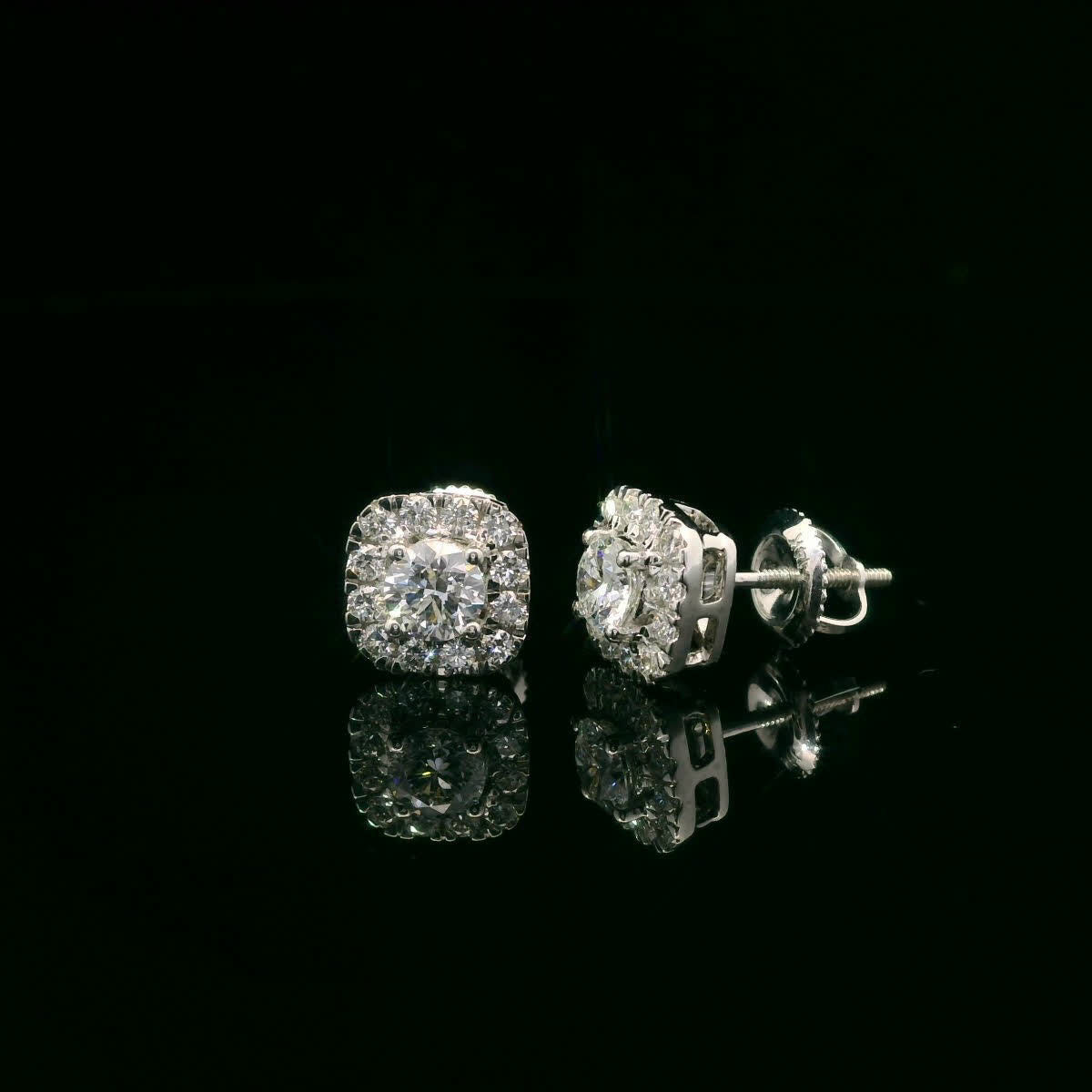 14K Gold Round-cut Diamonds Earrings 1.00 Carat