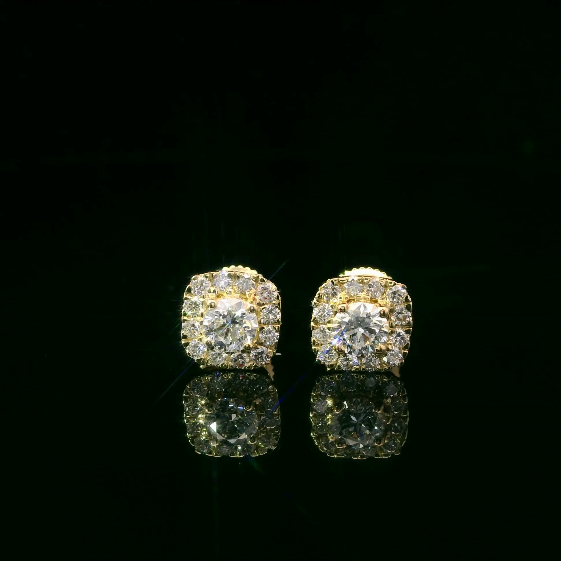 14K Gold Round-cut Diamonds Earrings 1.00 Carat