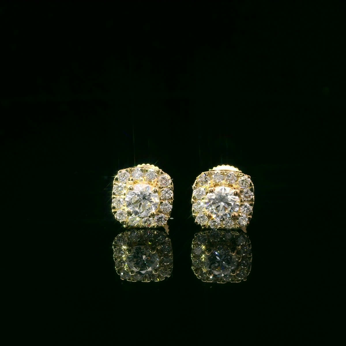 14K Gold Round-cut Diamonds Earrings 1.00 Carat