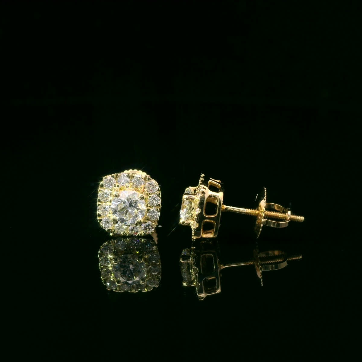 14K Gold Round-cut Diamonds Earrings 1.00 Carat