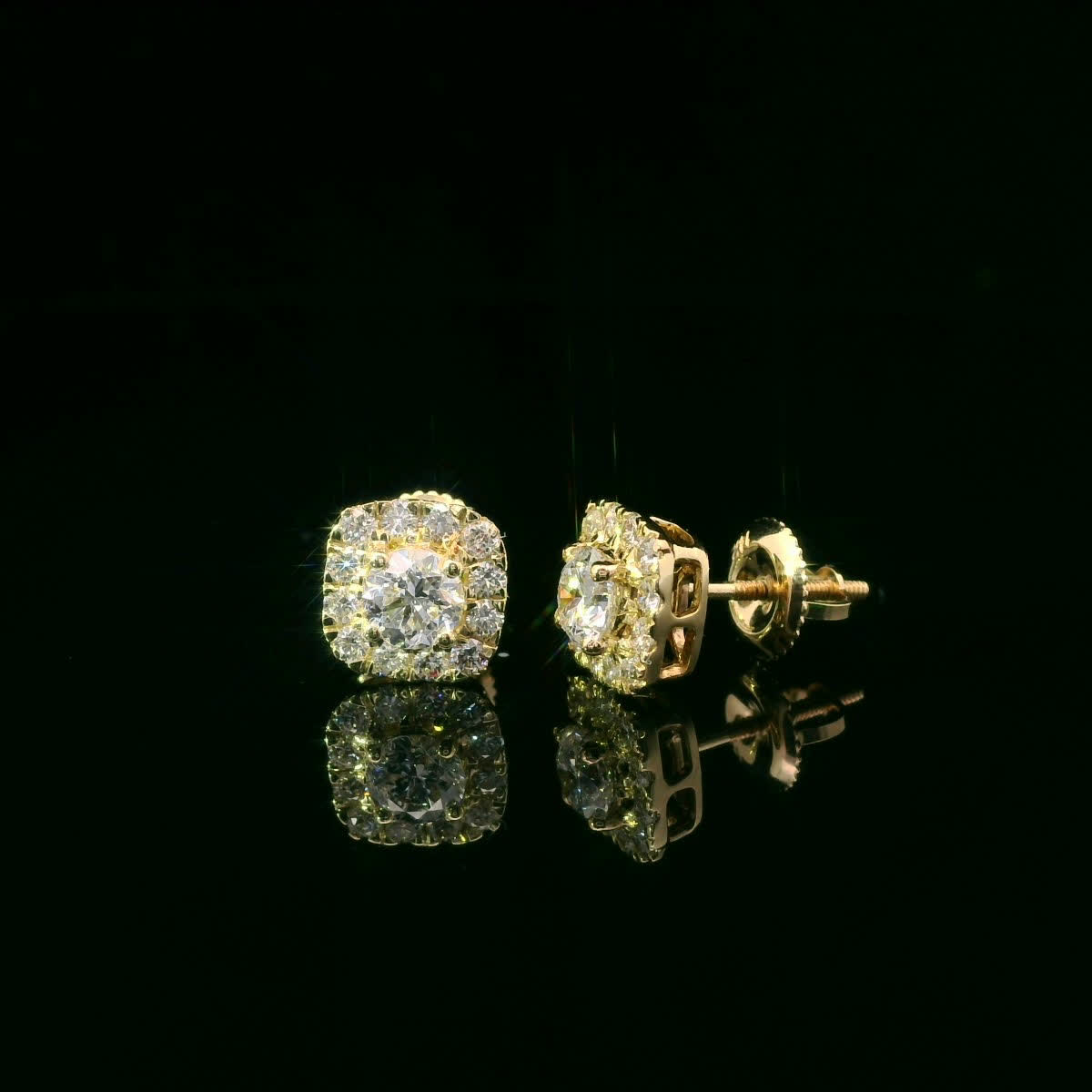 14K Gold Round-cut Diamonds Earrings 1.00 Carat