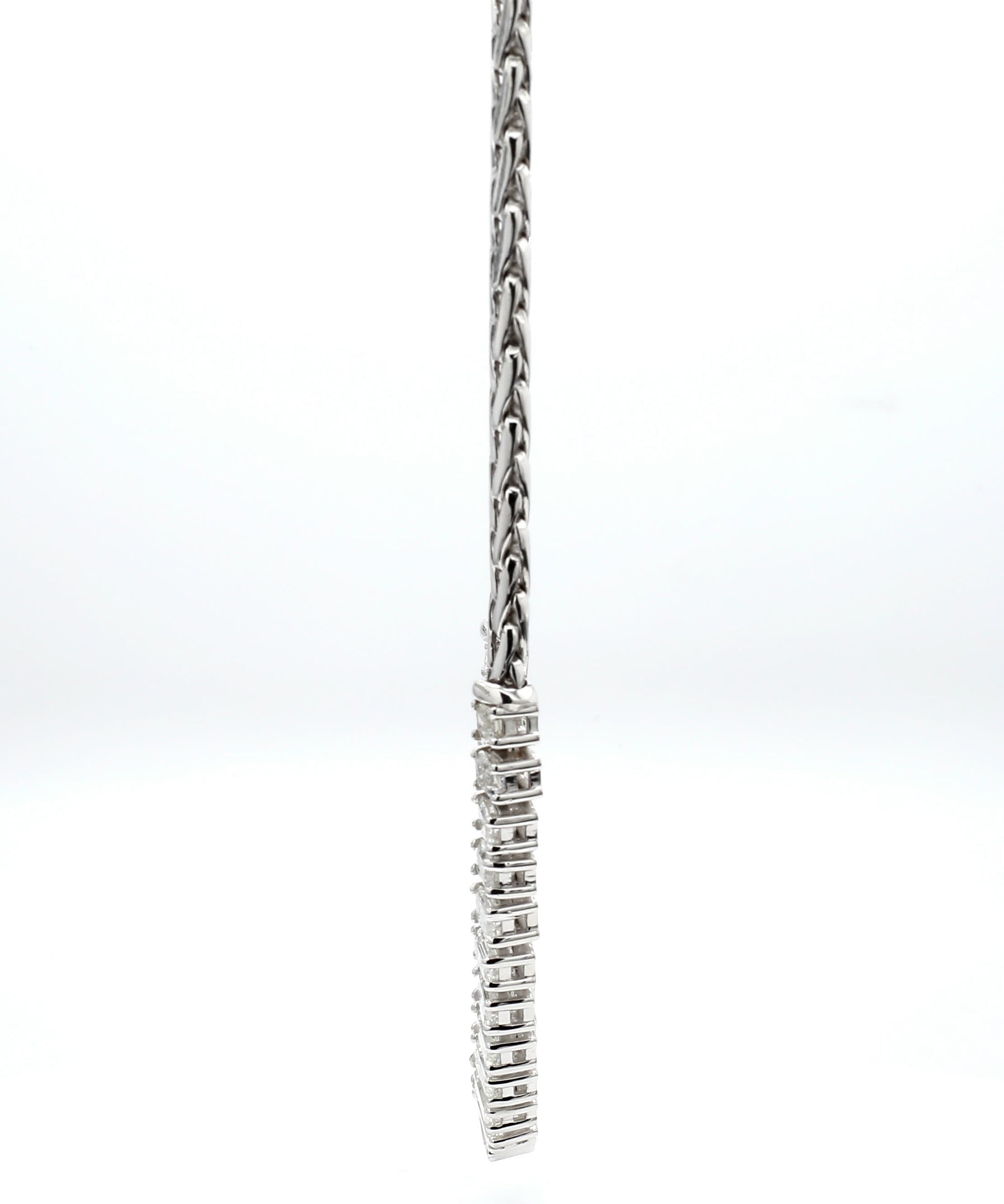 7.85 Carats Emerald-Cut Diamond Necklace in 18K White Gold