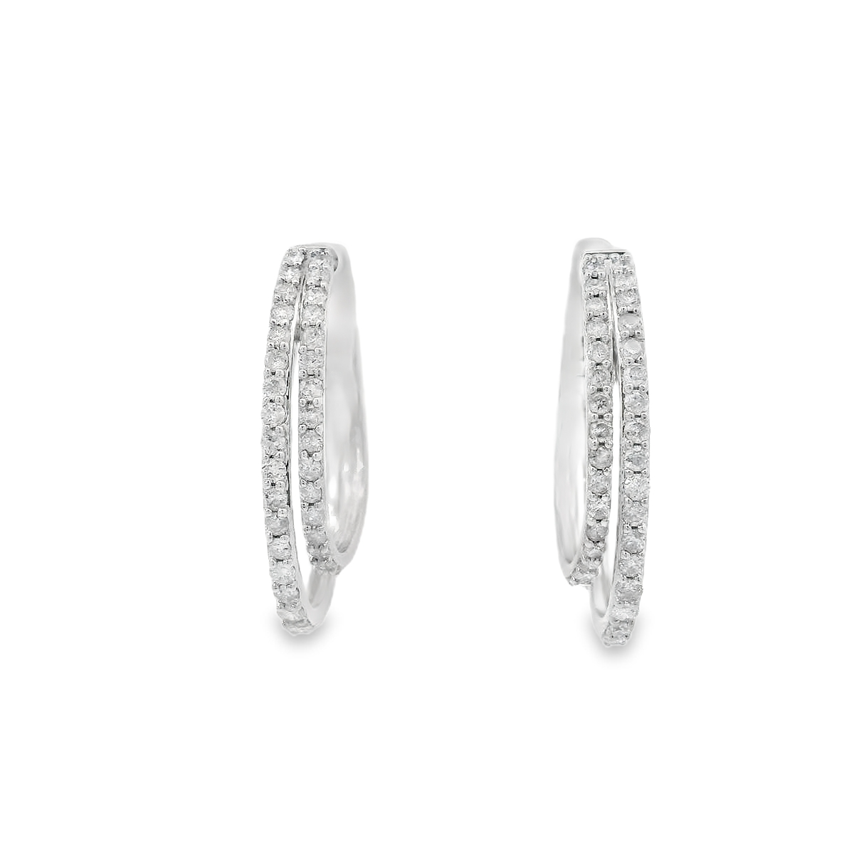Polished Diamond Hoop Earrings