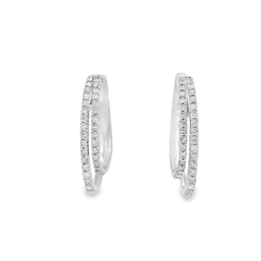 Polished Diamond Hoop Earrings