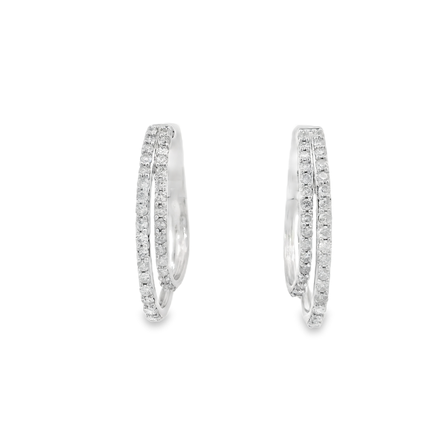 Polished Diamond Hoop Earrings
