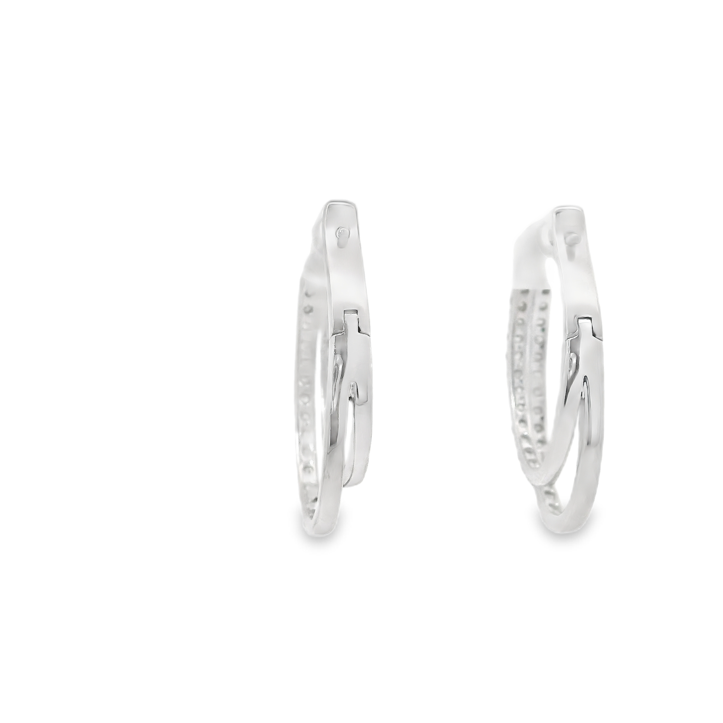 Polished Diamond Hoop Earrings