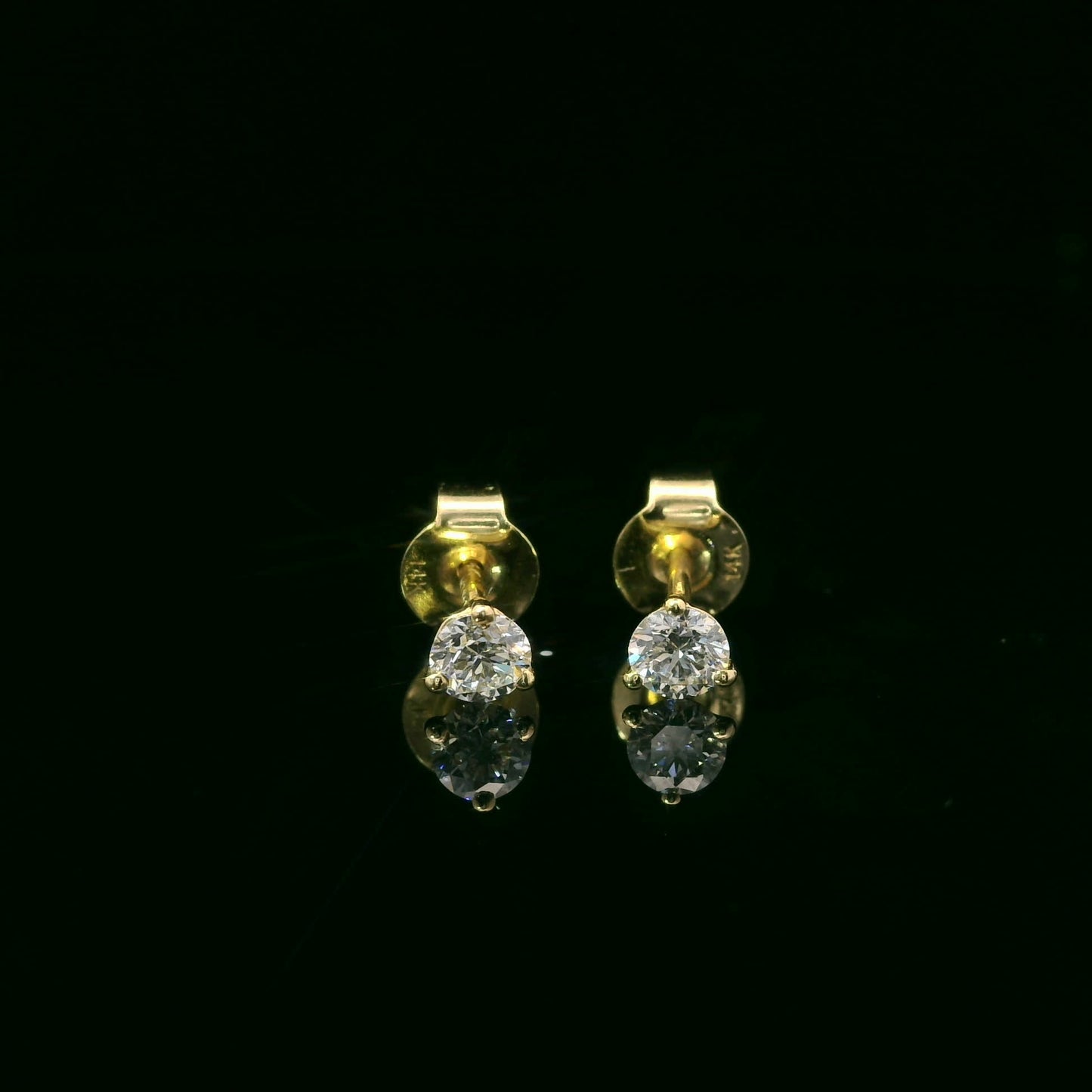 0.33 Carat 14K Gold Round Brilliant Lab Diamond Studs Earrings
