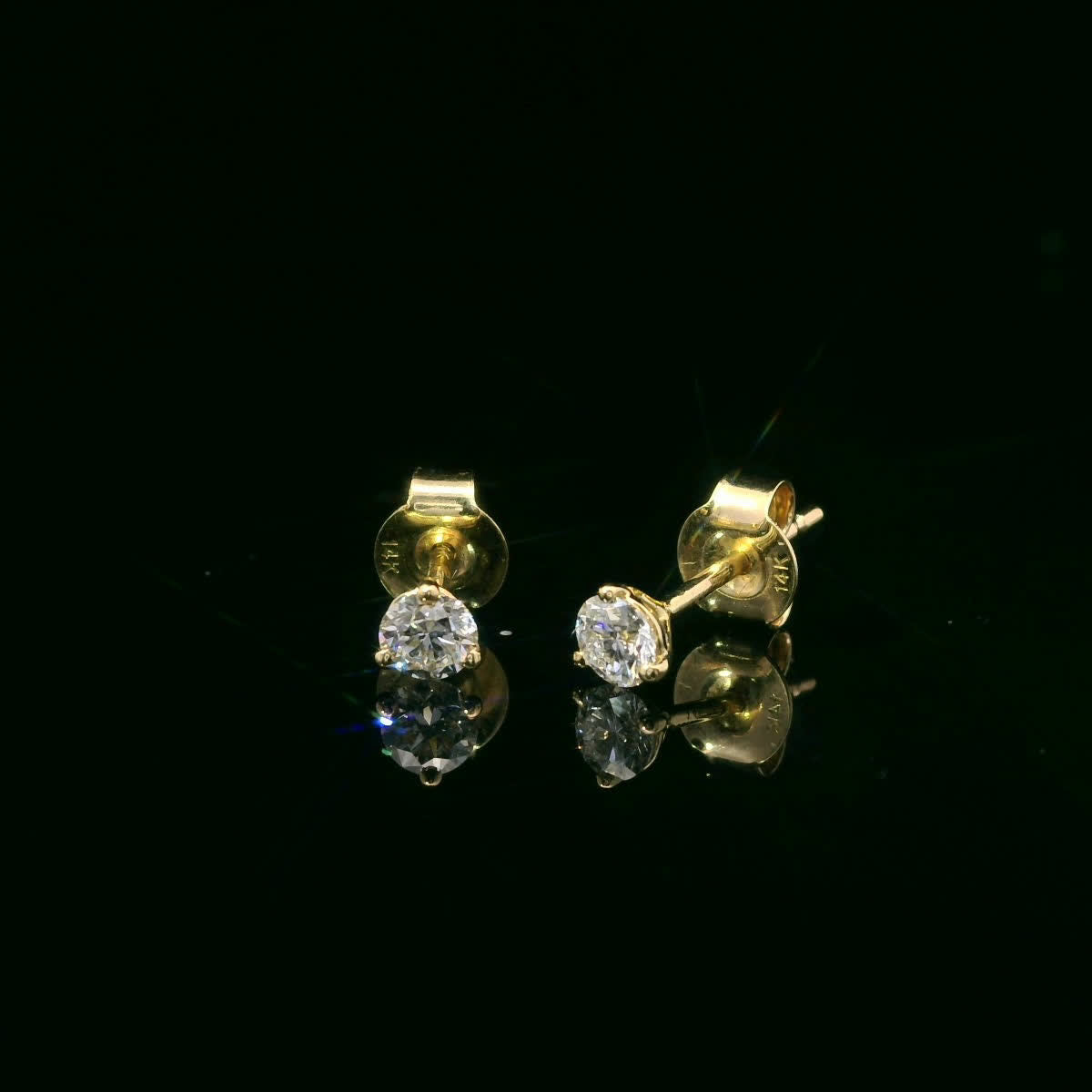0.33 Carat 14K Gold Round Brilliant Lab Diamond Studs Earrings