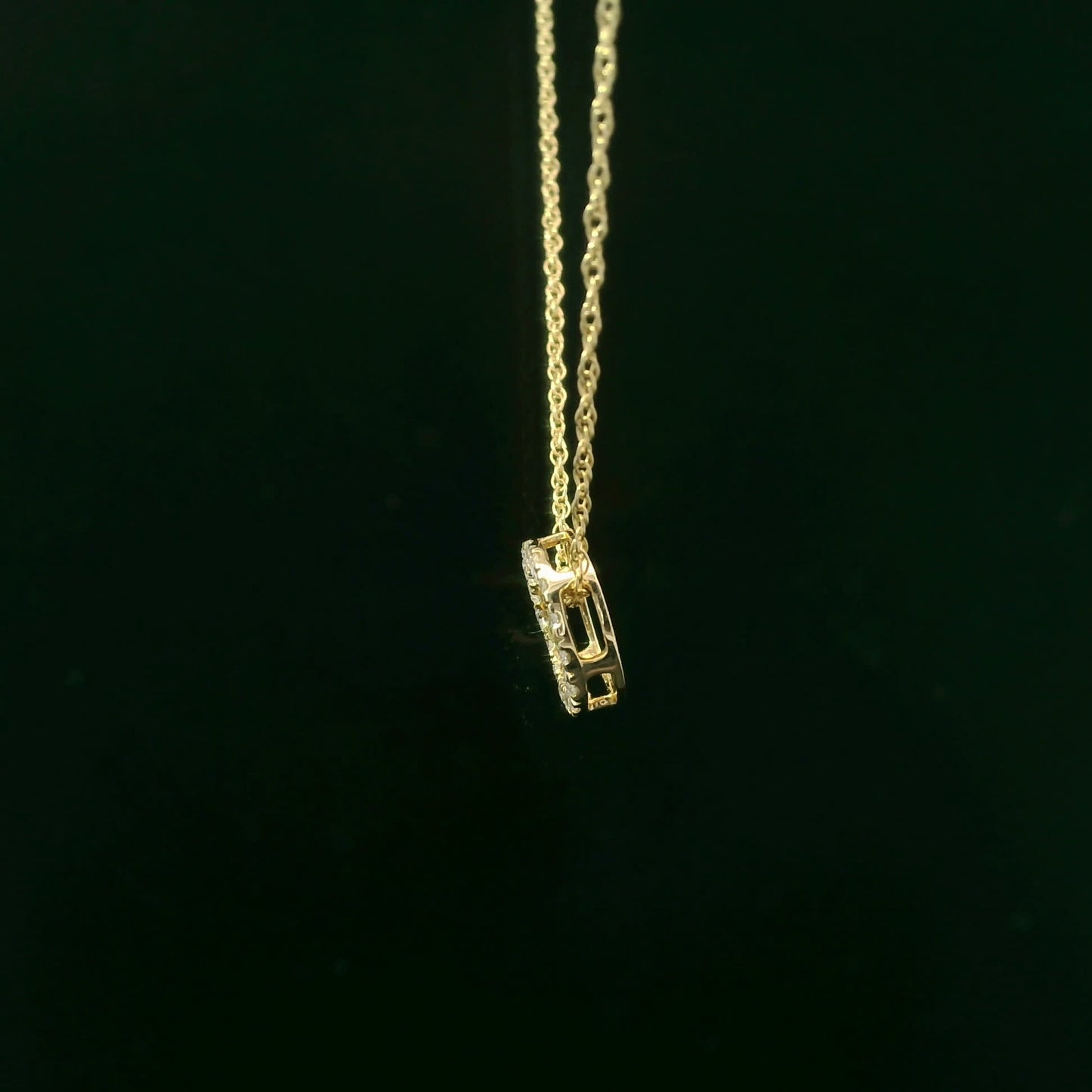 14K Yellow Gold Diamond Circle Pendant 1/4 Carat