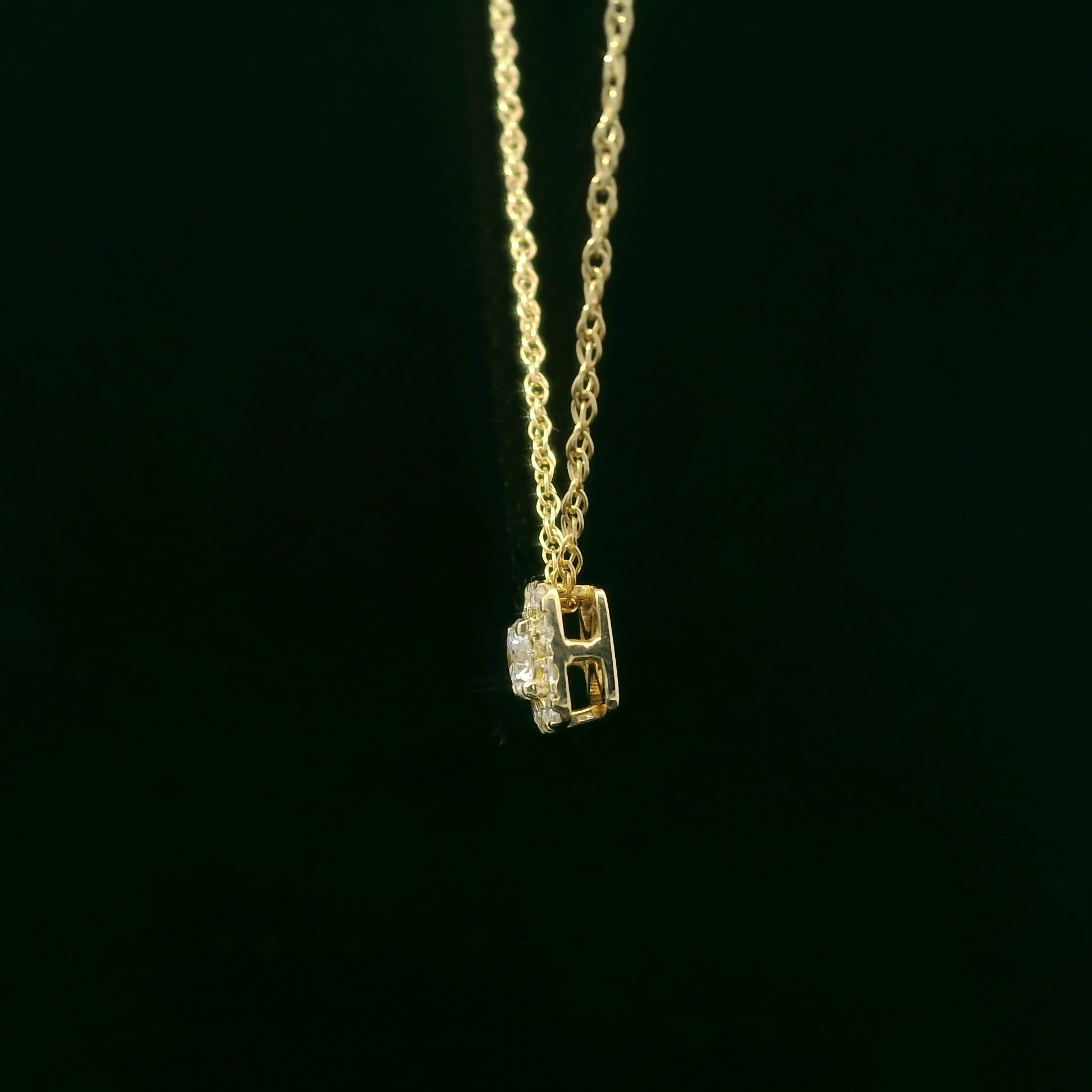 1/4 Carat 14K Gold Cushion Diamond Pendant
