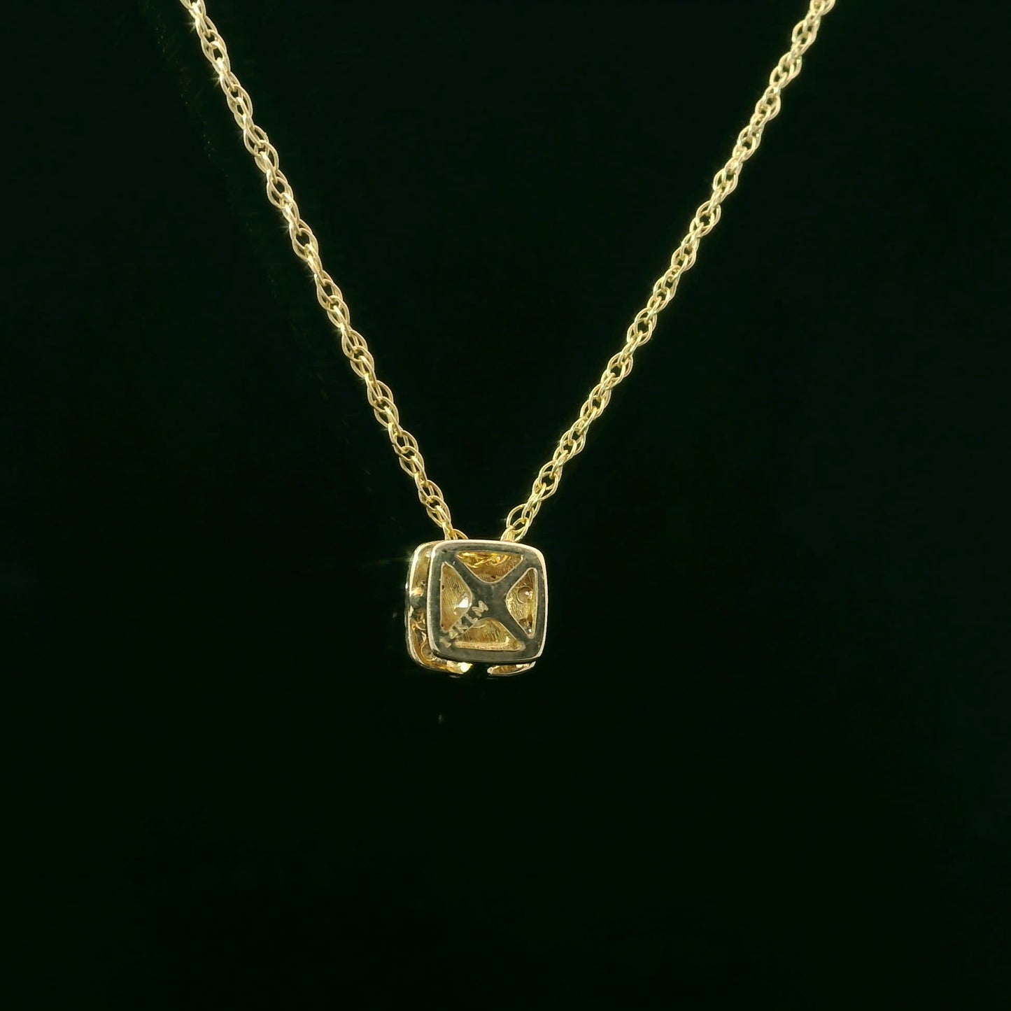 1/4 Carat 14K Gold Cushion Diamond Pendant