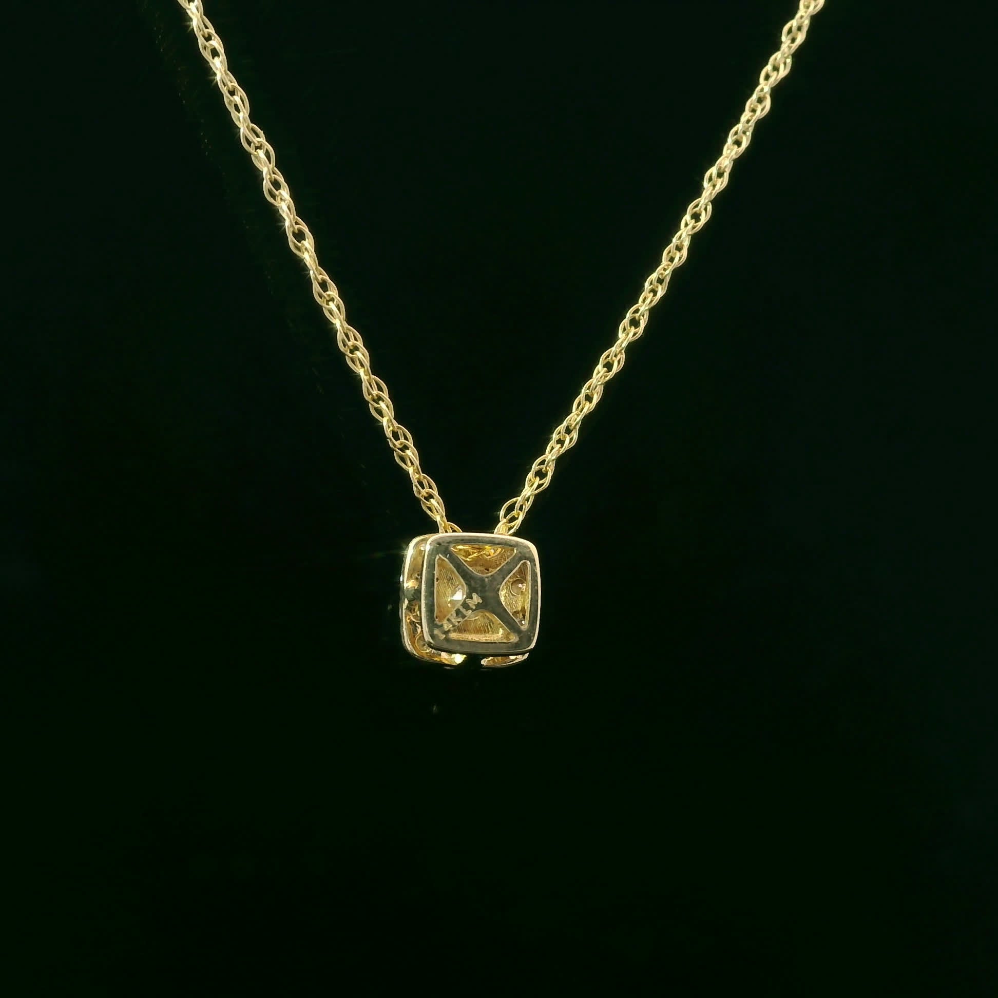1/4 Carat 14K Gold Cushion Diamond Pendant