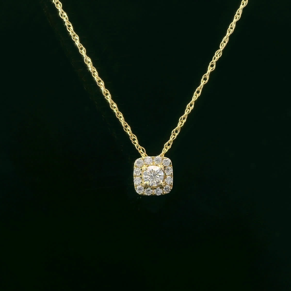 1/4 Carat 14K Gold Cushion Diamond Pendant