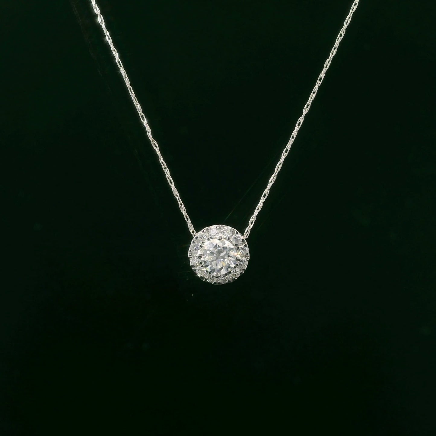 Lab-Created Diamond 14K Gold Halo Pendant 1/2 Carats