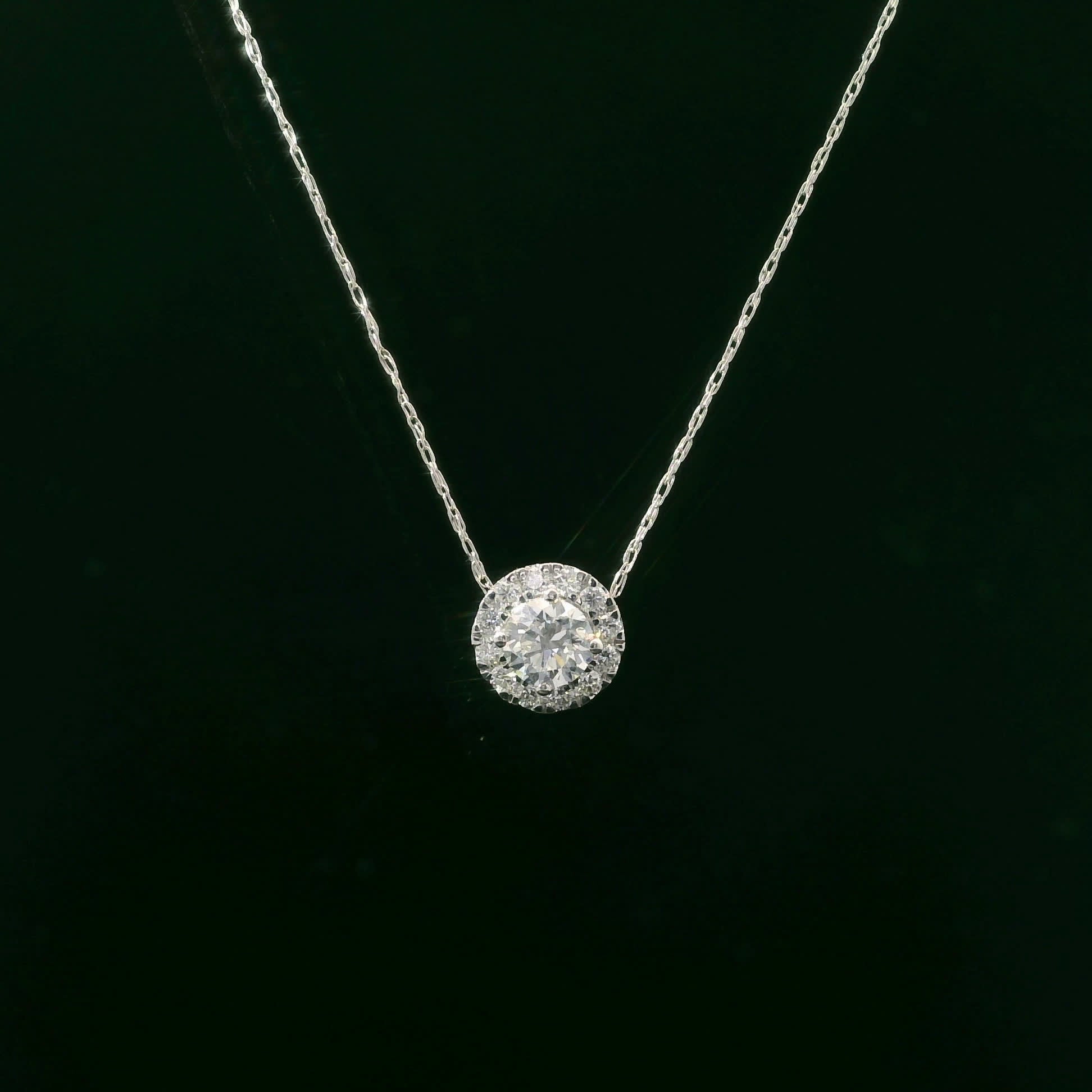Lab-Created Diamond 14K Gold Halo Pendant 1/2 Carats